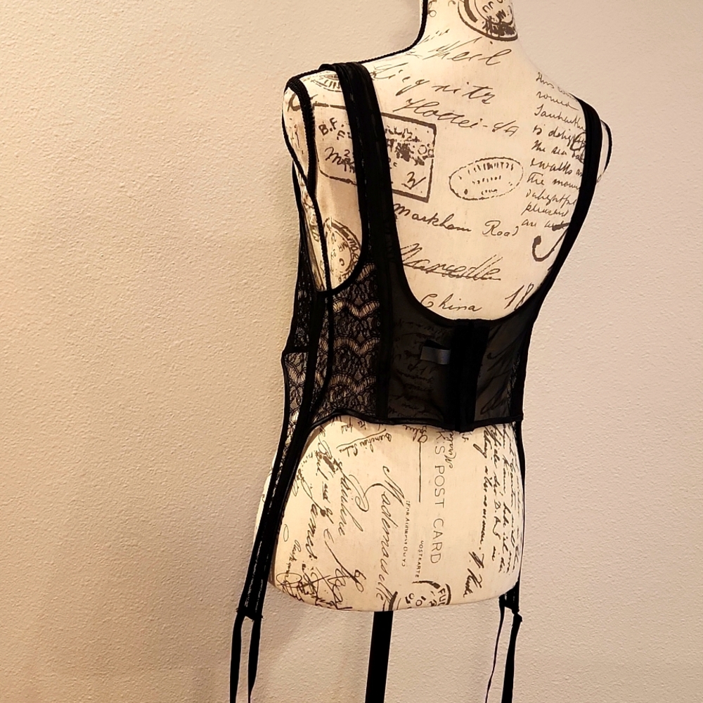 Elegant Black Lace Bustier with garters